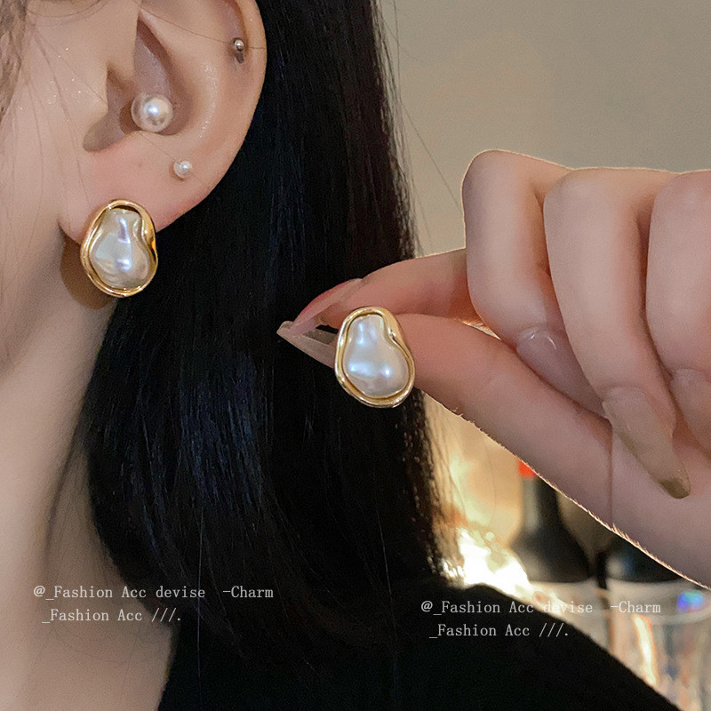 ต่างหูสแตนเลสมุกรูปบาร็อคสําหรับผู้หญิงกันน้ําสวมใส่ทุกวัน Jewellery