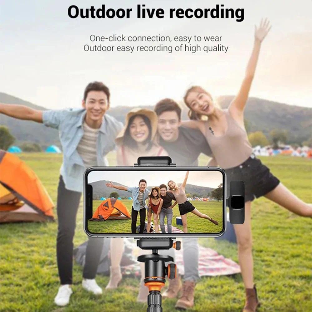 K9 ไร้สาย Lavalier ไมโครโฟนเสียงรบกวน Cancelling เสียงบันทึกวิดีโอ Mini Mic สําหรับโทรศัพท์ Android Live Broadcast เกม Mic