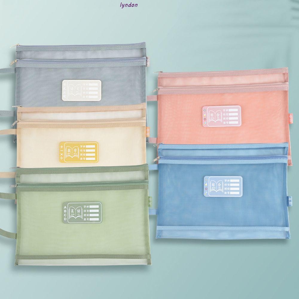 Lyndon กระเป๋าเอกสารกระดาษ Double-Layers เครื่องเขียน Organizer กระเป๋าโรงเรียนอุปกรณ์สํานักงานของขวัญนักเรียนแบบพกพาซิปแฟ้มกระเป๋า