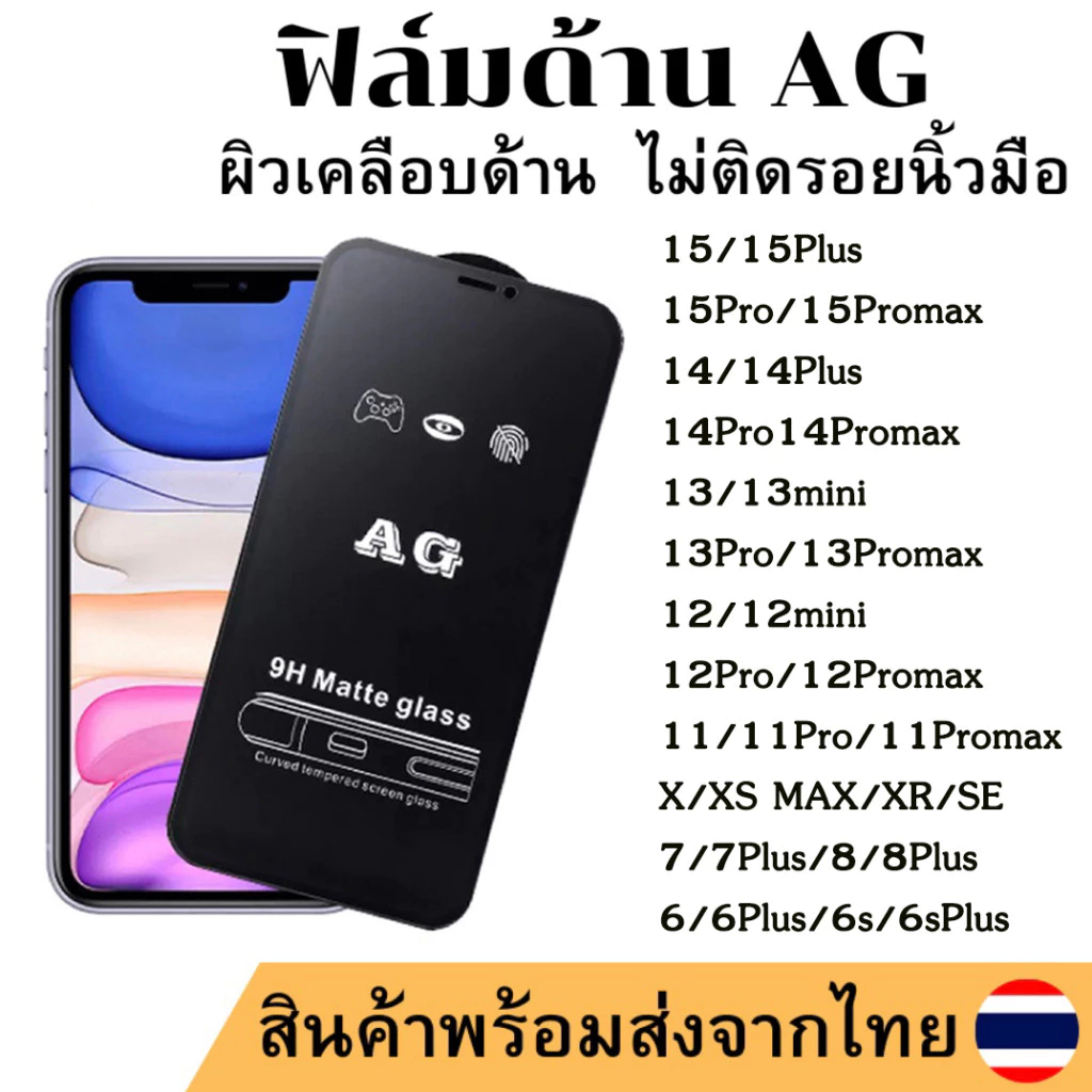 ป้องกันหน้าจอ AG ด้าน For iPhone 16 15 13 11 14 12 Pro Max 12 13 Pro 6 plus 6s 7 8 Plus X XR XS MaX 11 15 12 Mini SE 16