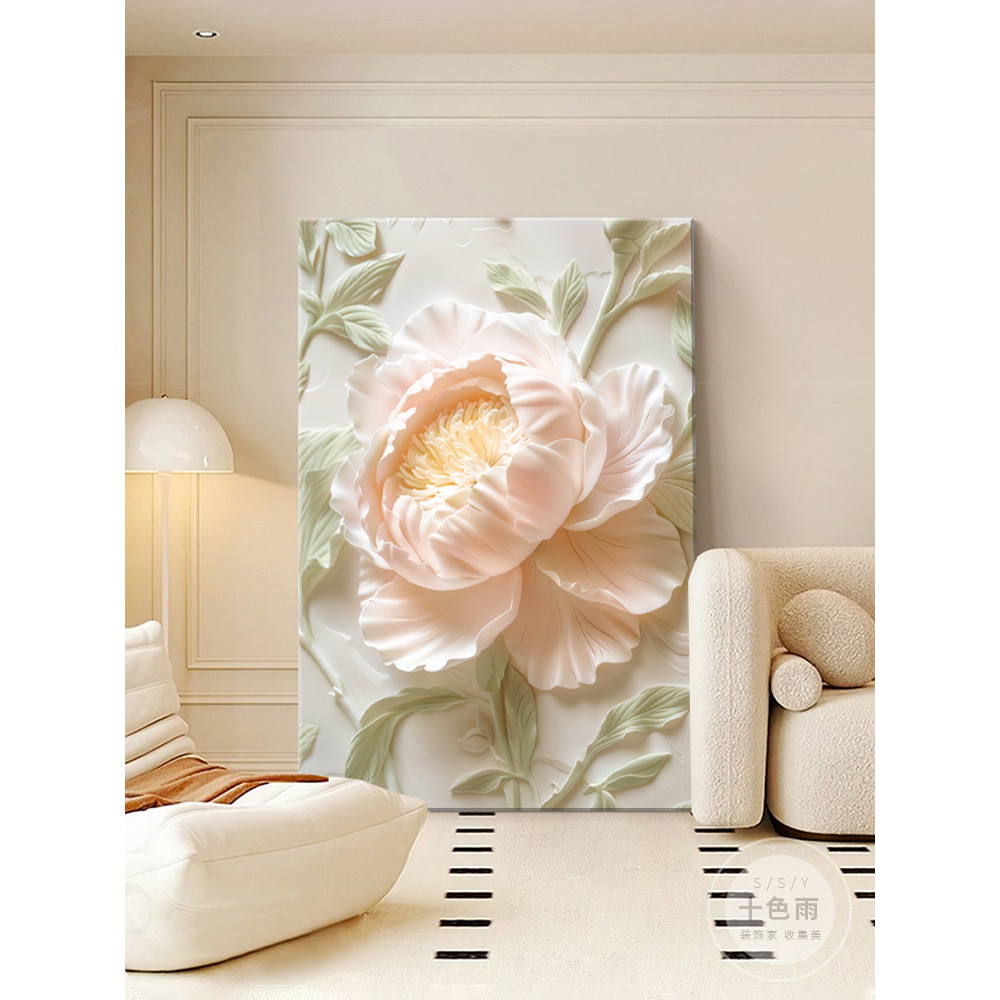 (พร้อมกรอบ) Nordic Simple Flowers Rose Floral Eleghant Pink Tulip ภาพวาดผ้าใบพิมพ์ภาพ