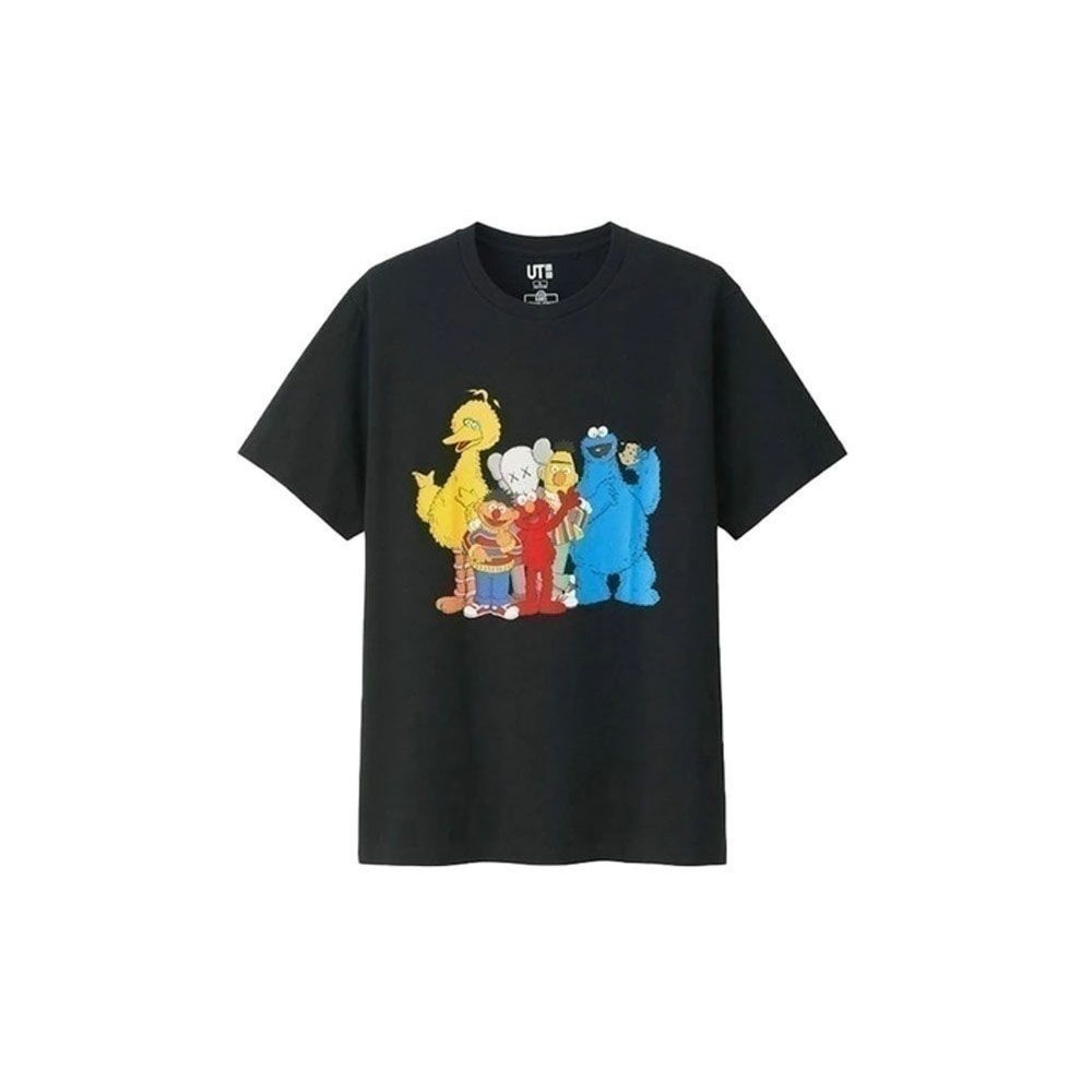 KAWS x Uniqlo Sesame Street Group #2 Tee Black Unused