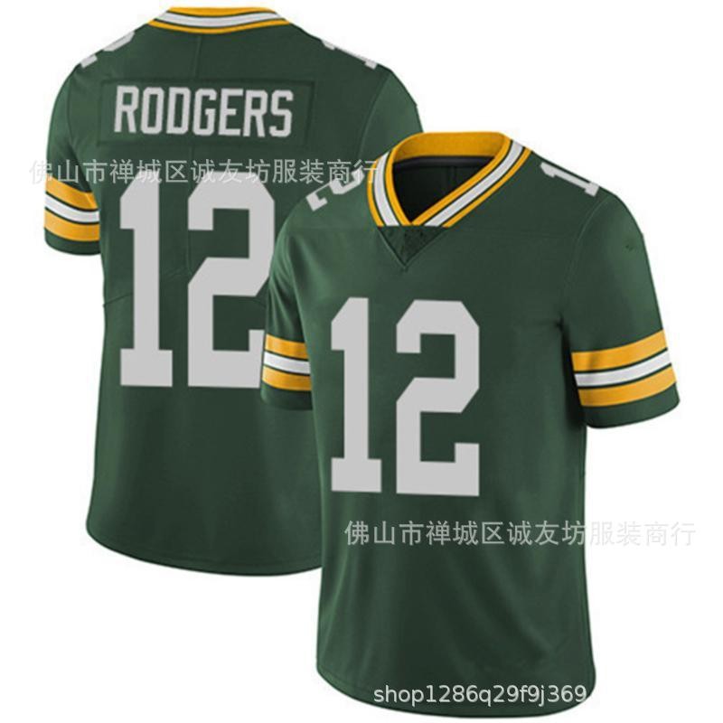NFL Rugby Jersey Packers 12 Green Packers Aaron Rodgers Jersey V1US