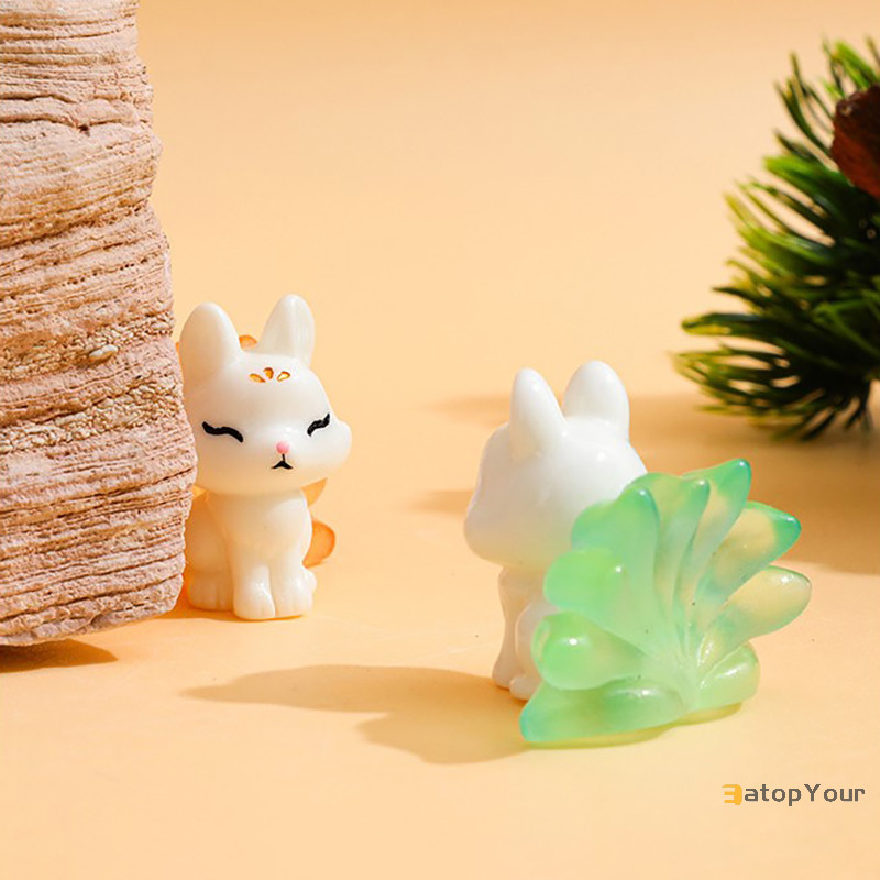 Eatopyour] 1 ชิ้นการ์ตูน Luminous Fox Miniature Figurines Micro ภูมิทัศน์ตกแต่งสร้างสรรค์ DIY อุปกรณ์ตกแต่งบ้านของขวัญใหม่