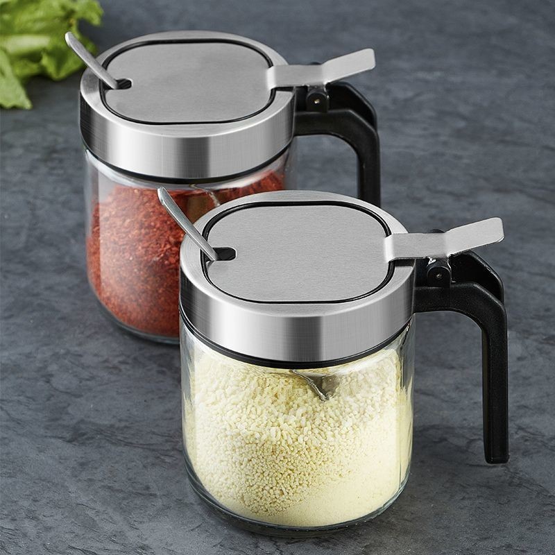 [Store Manager Hot Push]304Stainless Steel Cover Seasoning Jar Large Capacity Kitchen Glass Seasonin