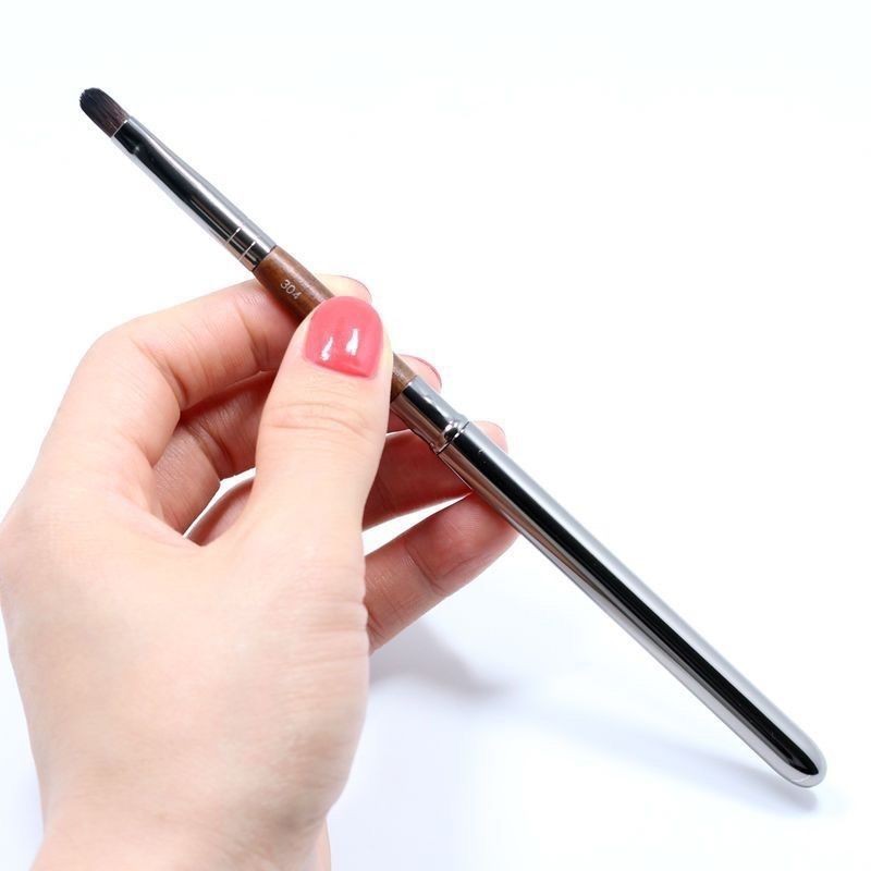 แปรงแต่งหน้า แปรงทาปากแบบพกพา แปรงคอนซีลเลอร์ มฟ304 ปากกาประเภทเชื่อมต่อได้ ด้ามไม้แปรงลิปฝาโลหะ mzg