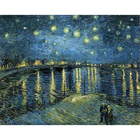 Starry Night Over The Rhone โดย Van Gogh ภาพวาดที่มีชื่อเสียง Reproduction โมเดิร์นกรอบ Giclee ผ้าใบพิมพ์งานศิลปะ Seascape ภาพบนผ้าใบ Wall a