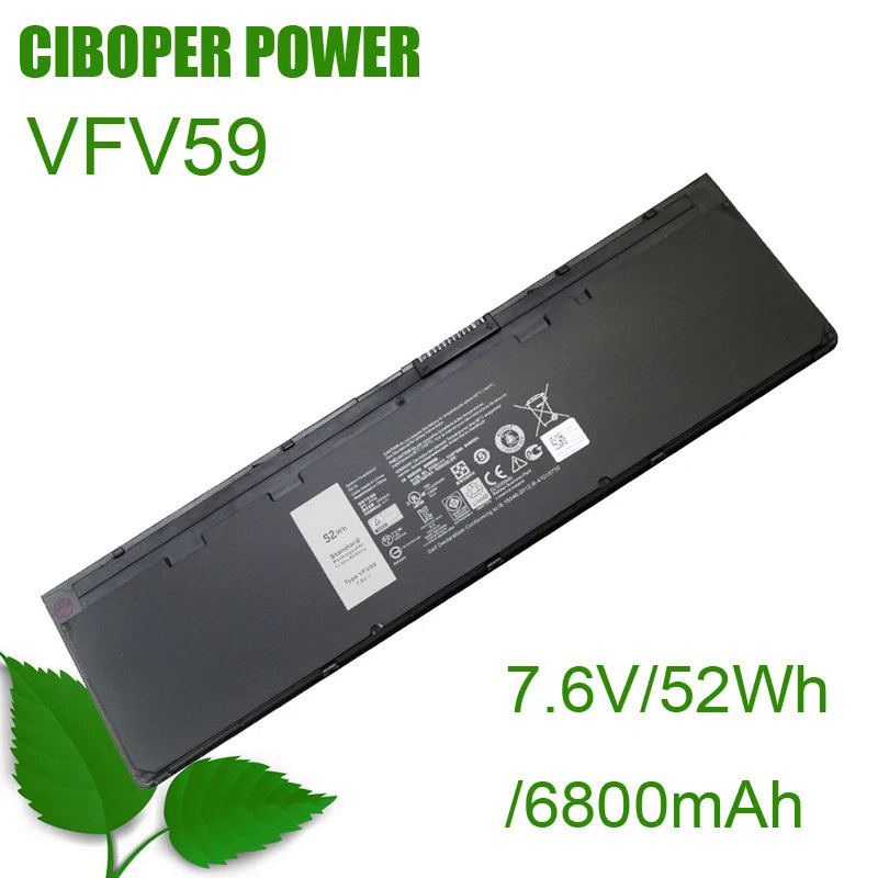 CP Laptop Battery VFV59 WD52H 7.6V/7.4V 52/45Wh For Latitude E7240 E7250 Series Notrebook W57CV GVD7