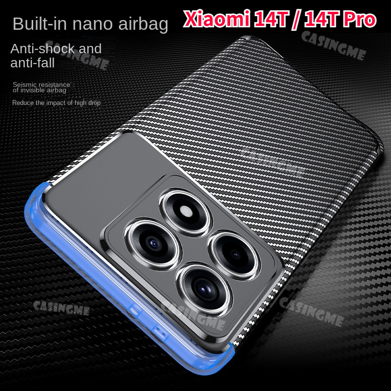 Xiaomi 14T 14TPro 2024 คาร์บอนไฟเบอร์ซิลิโคนกันกระแทกสําหรับ Xiaomi 14T 14 T14 14TPro Xiaomi14T Pro 4G 5G 2024 เคสโทรศัพท์ป้องกันกลับปกอ่อน