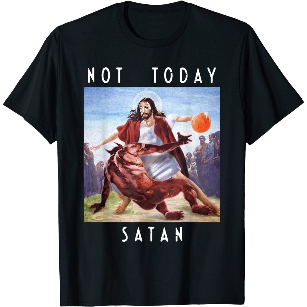 S-5xl ไม่ใช่วันนี้ Satan Jesus Vs Satan ในเสื้อยืด o-คอชาย/หญิงเสื้อแขนสั้น dropshipping