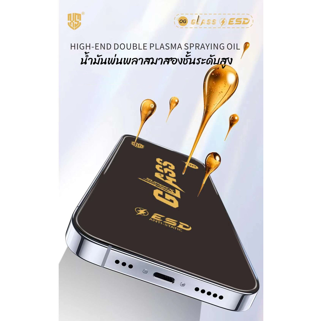 ฟิล์มกระจกสำหรับiPhoneแบบเต็มจอจอโค้ง ป้องกันไฟฟ้าสถ OG 15Promax/14PROMAX/13PROMAX/14/13 Pro/12 Pro Max/12/11/XR/7P - รูปที่ 4