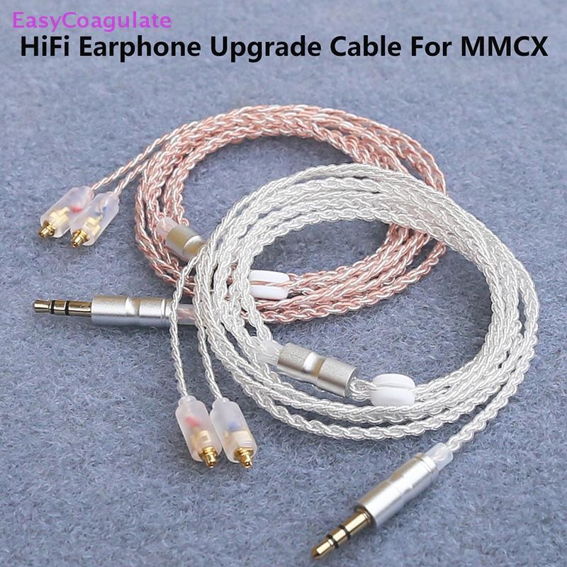 Eas HiFi หูฟังอัพเกรดสาย MMCX 3.5 มม.1.2 M Silver Plated Core สําหรับ Sennheiser IE200/IE300/IE600/I