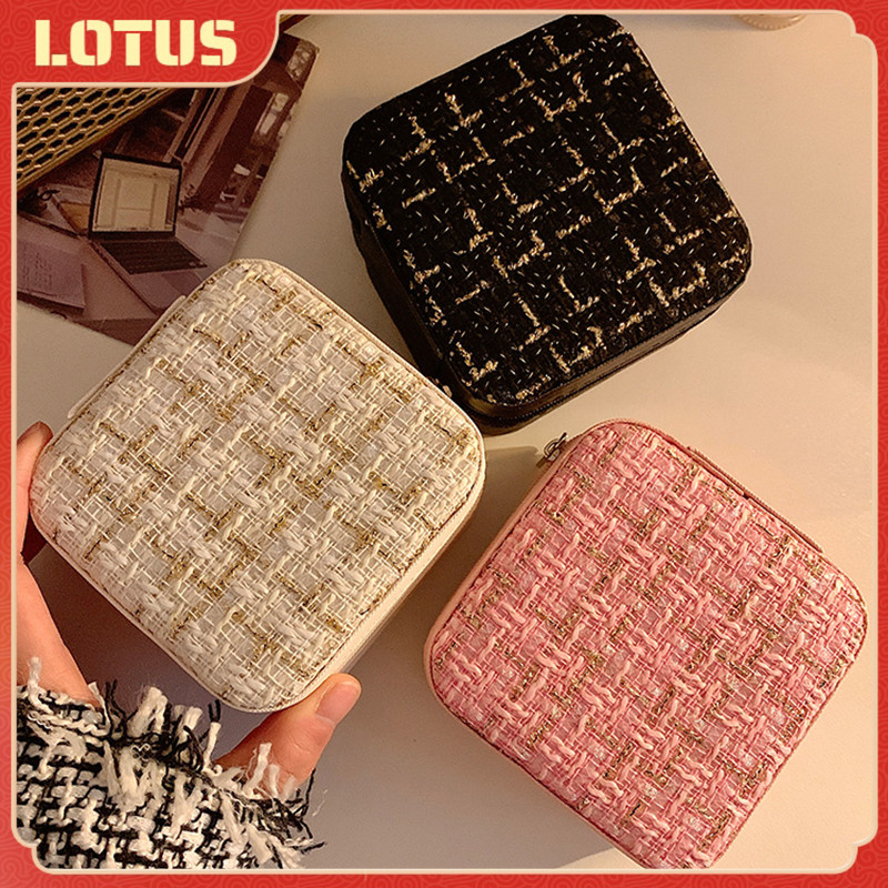 กล่องใส่เครื่องประดับกำมะหยี่ ออแกไนเซอร์ ของขวัญ แหวน ต่างหู ที่วางจอแสดงผล กล่องเก็บเครื่องประดับอัญมณี มีซิป