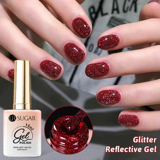 【Local】UR SUGAR 4PCS 15ml แชมเปญซิลเวอร์เจลสะท้อนแสงชุดยาทาเล็บ Glitter เคลือบเงากึ่งถาวร Soak Off UV เจลแต่งเล็บชุด