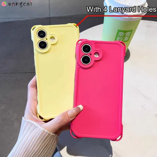 พร้อม Lanyard Holes สําหรับ Vivo V40 V30 V29 V27 V25 Pro V23 5G เคสโทรศัพท์ 4 สี่มุม Lanyard สายคล้องหลุม Candy Color Matte Frosted Simple Soft Casing Cases กรณีปกหลัง