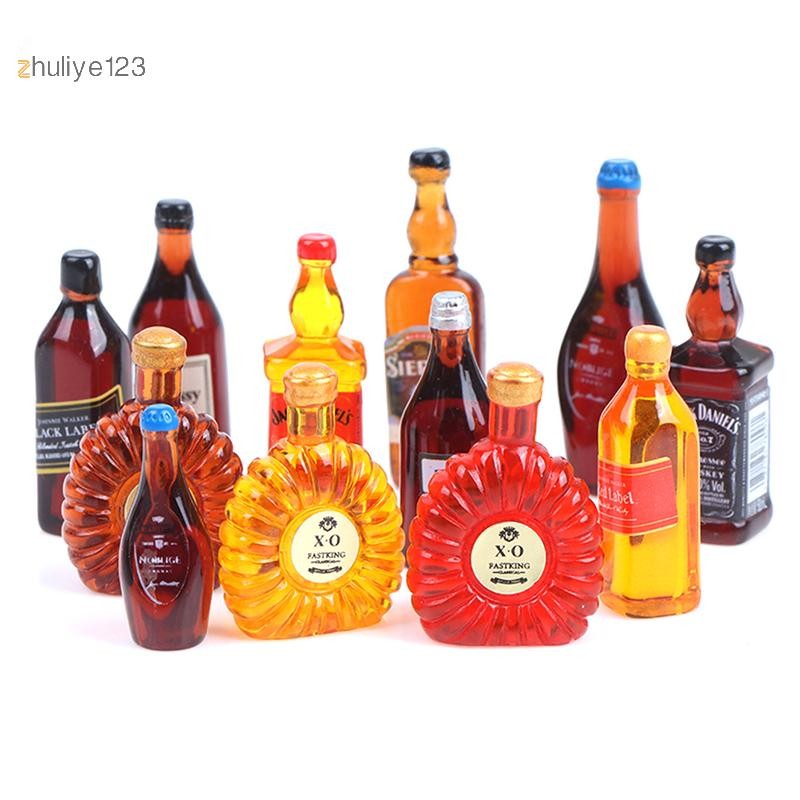 <zhuliye123> 10 ชิ้น 1:12 Dollhouse Miniature เครื่องดื่มขวดตุ๊กตาอุปกรณ์ครัว Nice