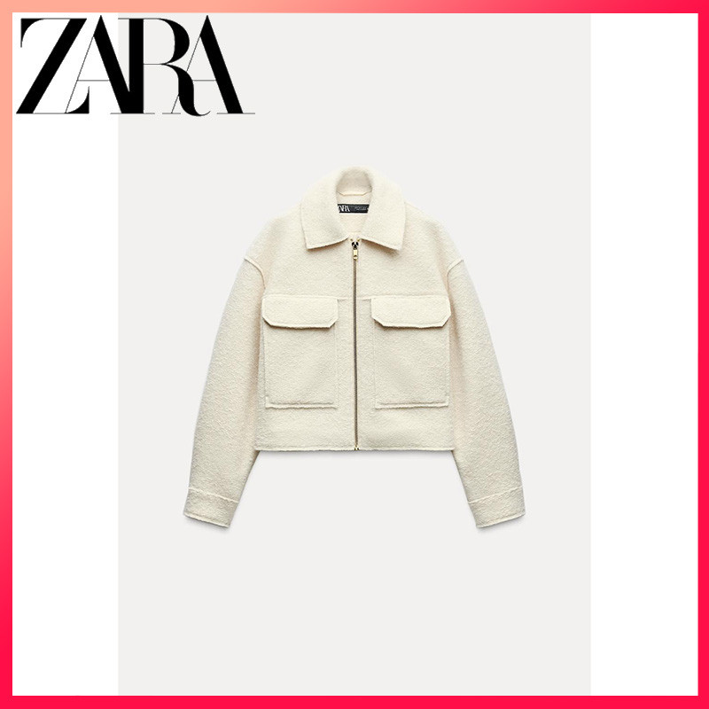 Zara สินค้าใหม่ เสื้อผ้าผู้หญิง เสื้อแจ็คเก็ตสั้น Boucle