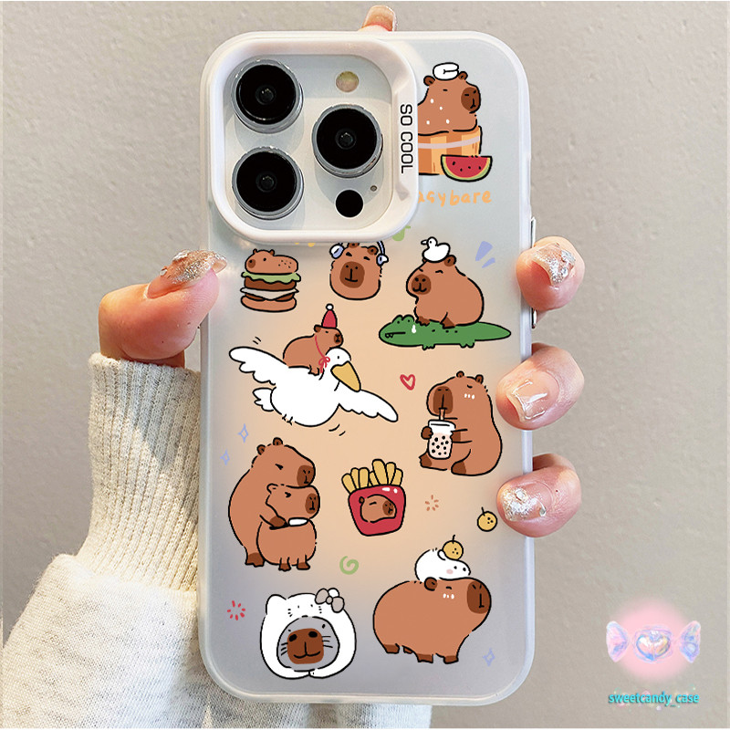 เคสแข็งคุณภาพ น่ารักCapybara สำหรับ IPhone 13 12 7Plus 14 15 11 Pro Max 8Plus X XR XS Max SE เคสไอโฟน11 เคสไอโฟน13