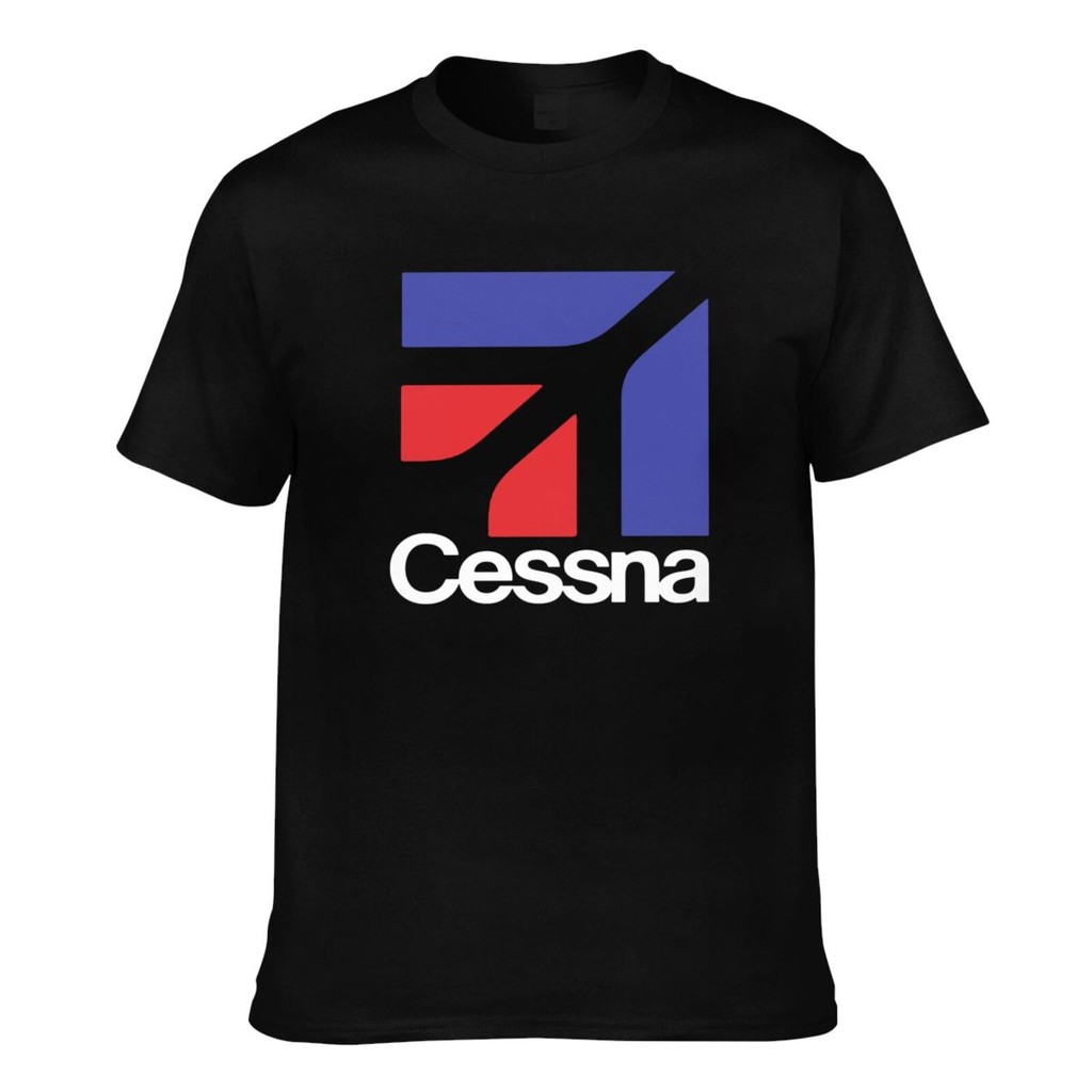 แฟชั่นพิมพ์ Cessna Aircraft Logo เสื้อยืดผ้าฝ้ายผู้ชาย