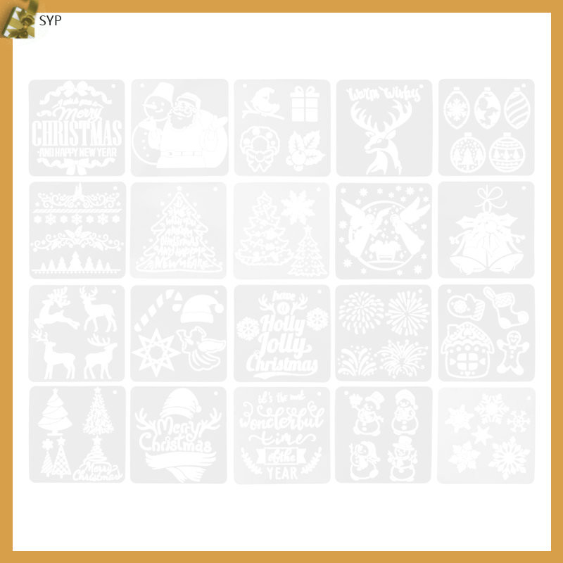 20 ชิ้นคริสต์มาสภาพวาด Stencils Merry Template Reusable Craft พ่นหัตถกรรมสําหรับแม่แบบเด็ก shaoyip