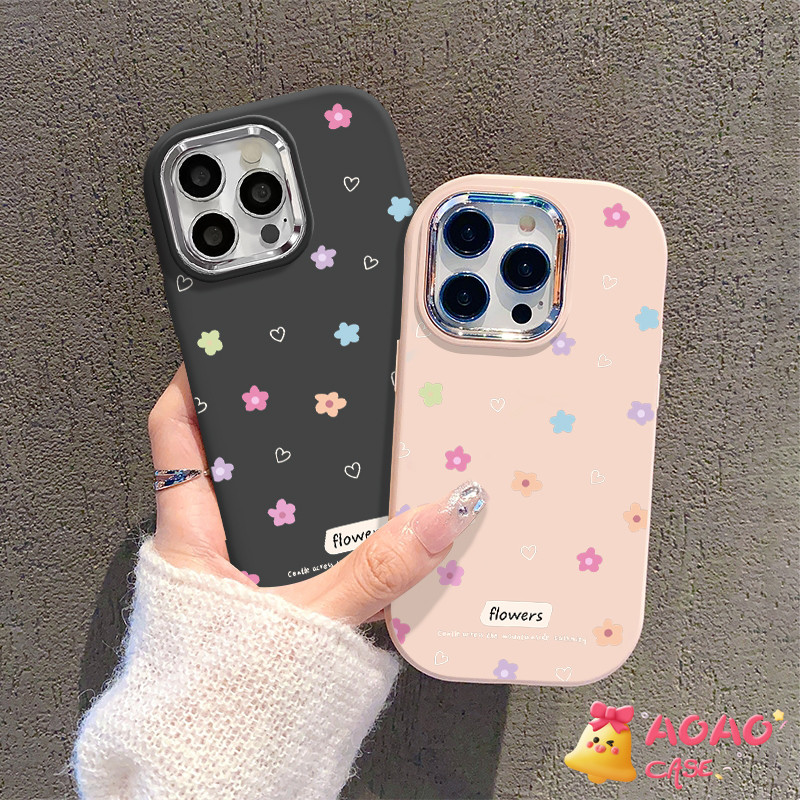 แฟชั่นสีสันสดใสดอกไม้สดรักหัวใจอ่อนนุ่ม เคสiPhone 15 11 13 12 14 Pro Max 7Plus 8Plus XR 8 7 14 15 Plus X XS Max SE 2020