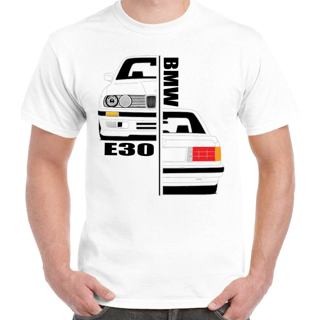 พัดลมดีไซน์รถยนต์ Bmw E30 Sport Half Model Illustration Graphic Art Design T.Shirt