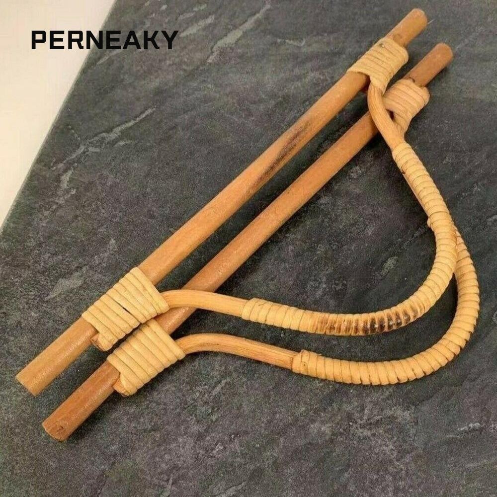 Perneaky ที่จับไม้ไผ่และไม้, ที่จับกระเป๋าไม้ไผ่ไม้รูปตัว D, กระเป๋าหูหิ้วไม้ไผ่ไม้ไผ่ไม้ไผ่คุณภาพสูง