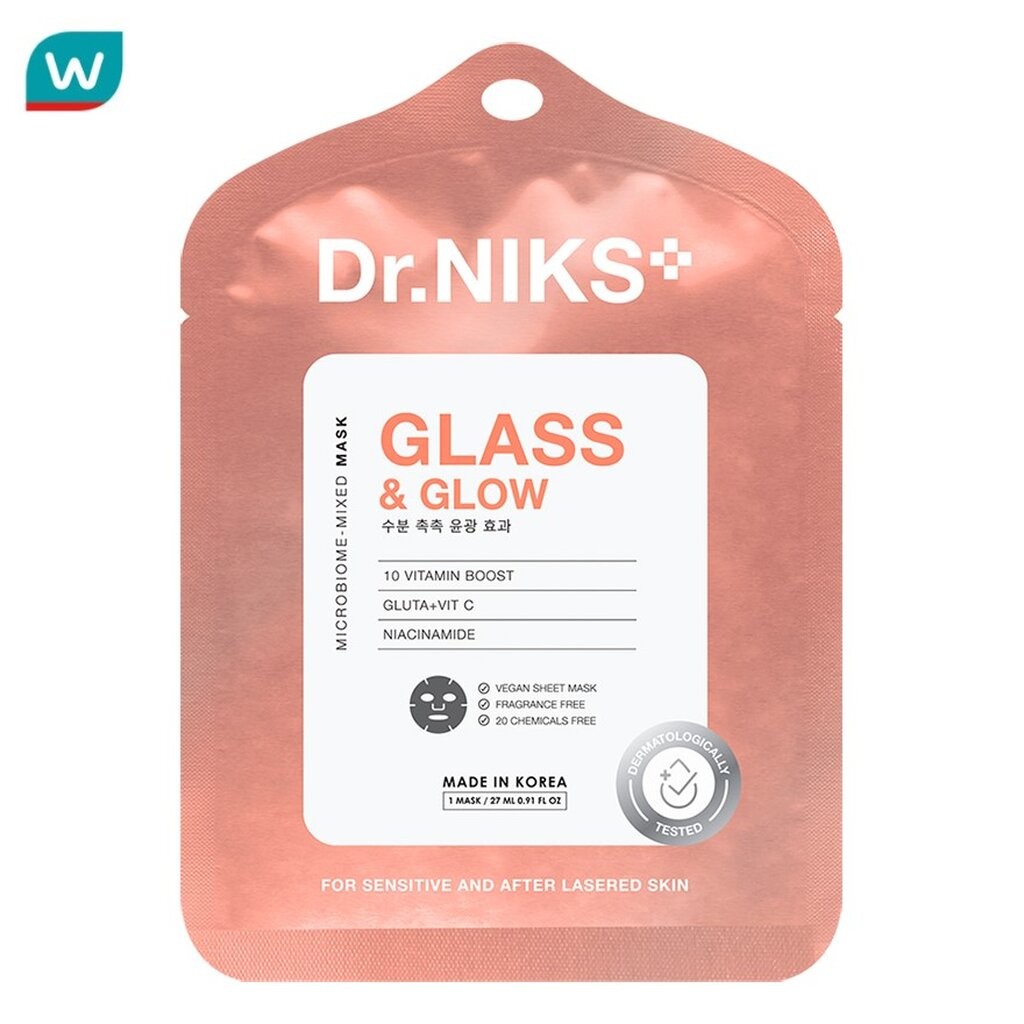 Dr.NIKS ดร.นิกส์ ไมโครไบโอม-มิกซ์ มาสก์ กลาส แอนด์ โกลว์ 1 แผ่น