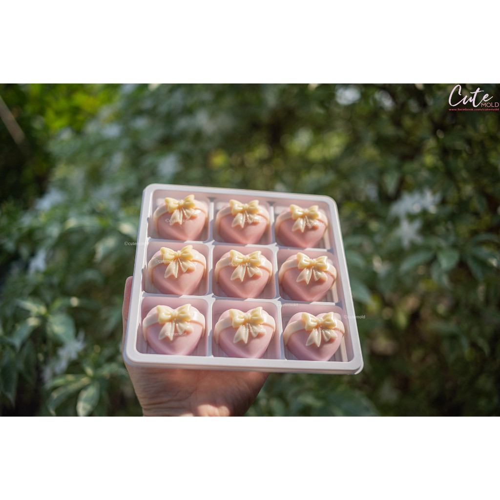 พร้อมส่ง// แม่พิมพ์ซิลิโคน ฟองดอง หัวใจ หัวใจเดี่ยวโบว์