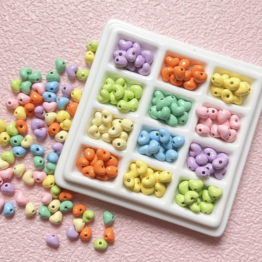 5ชิ้น/เซ็ต6x8มิลลิเมตรที่มีสีสันทาสีรักโลหะผสมสร้อยข้อมือสร้อยคอเครื่องประดับ ทําเอง แฮนด์เมดหลวมลูกปัด