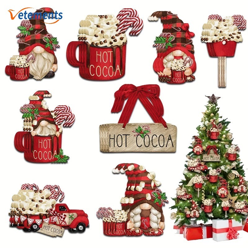 8 ชิ้นคริสต์มาสน่ารัก Dwarf แขวนเครื่องประดับ-Xmas Tree Decor ไม้ Gnome จี้-DIY Home Party อุปกรณ์ตกแต่ง