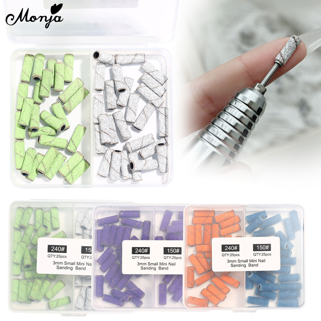 รีฟิลหัวเจียรกระดาษทราย ความหยาบ 150/240หัวเจียรเล็บ 50ชิ้น/ถุง ตะไบหยาบ Sanding Band Nail Drill Bit