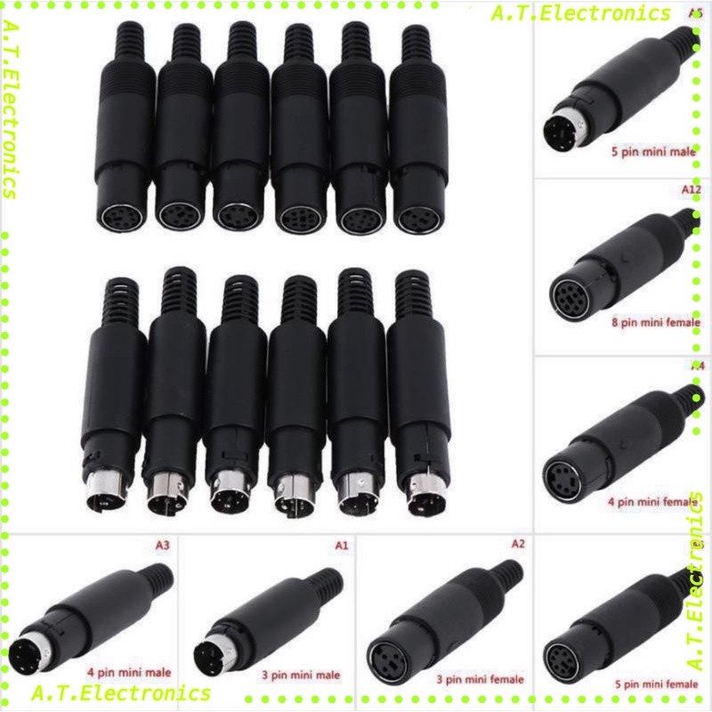 ￼【ArtGlorious】Mini Din Plug Socket Connector  4 / 5 / 6 / 7 / 8 Pin Chassis Cable Mount Male Femaleพ