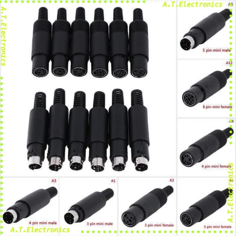 【ArtGlorious】Mini Din Plug Socket Connector 4 / 5 / 6 / 7 / 8 Pin Chassis Cable Mount Male Femaleพร้อมส่ง