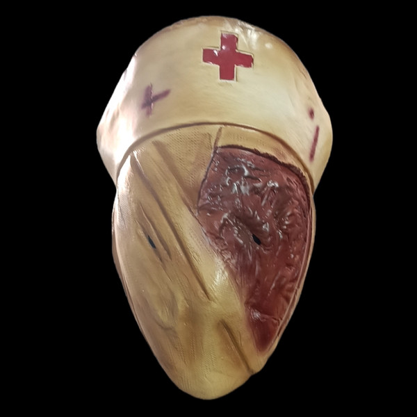 หน้ากากผีฮาโลวีน หน้ากากแฟนซี Silent Hill หัวพยาบาลหน้ากากที่น่ากลัวฮาโลวีน Cos ห้องผีสิงหมอหญิงเลือ