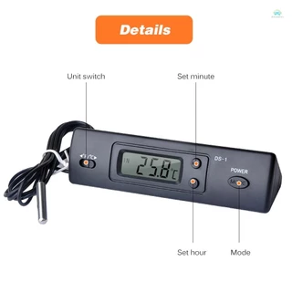 Local Digital Car Temperature เครื่องวัดอุณหภูมิขนาดเล็กอิเล็กทรอนิกส์เครื่องวัดอุณหภูมิรถยนต์ดิจิตอลในร่มกลางแจ้ง Multi-Function เครื่องวัดอุณหภูมิเวลาจอแสดงผลพร้อม Probe