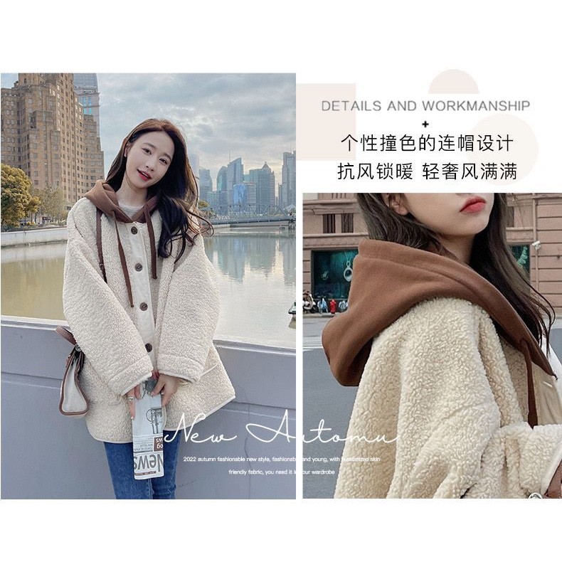 เนื้อแกะเสื้อฤดูใบไม้ร่วงฤดูหนาวใหม่เกาหลีหลวมประกบออกแบบคลุมด้วยผ้าเสื้อหนา - รูปที่ 5