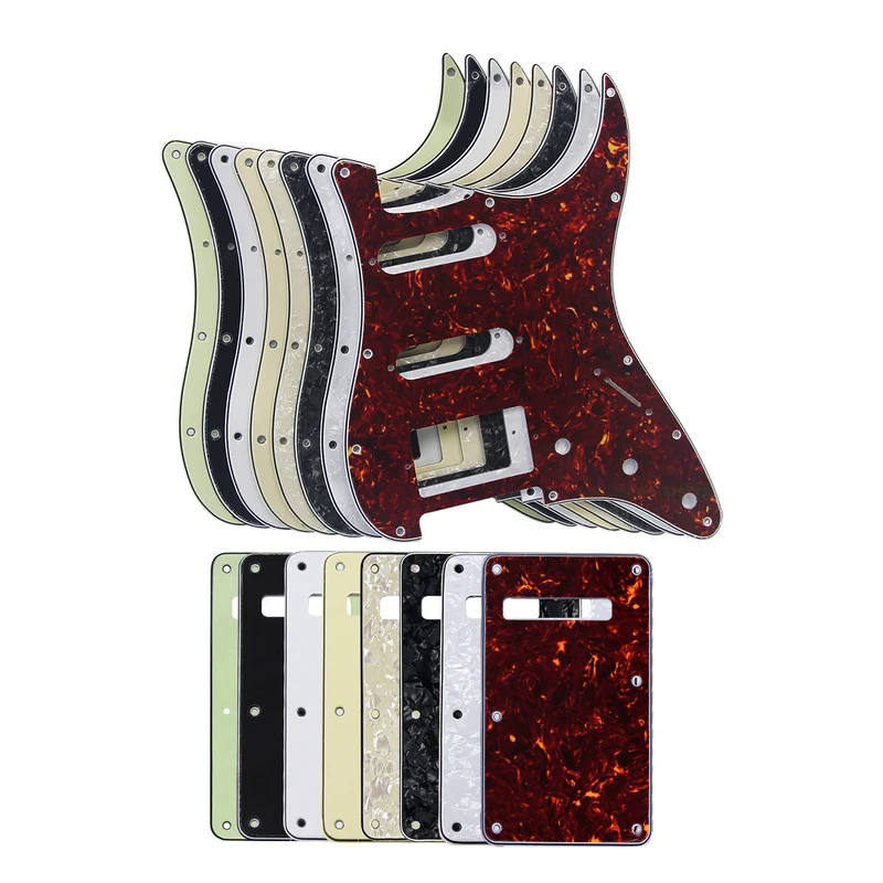 FLEOR Set of 11 Holes ST Electric Guitar Pickguard SSH HSS Guitar Back Plate & Screws Guitar Parts,8