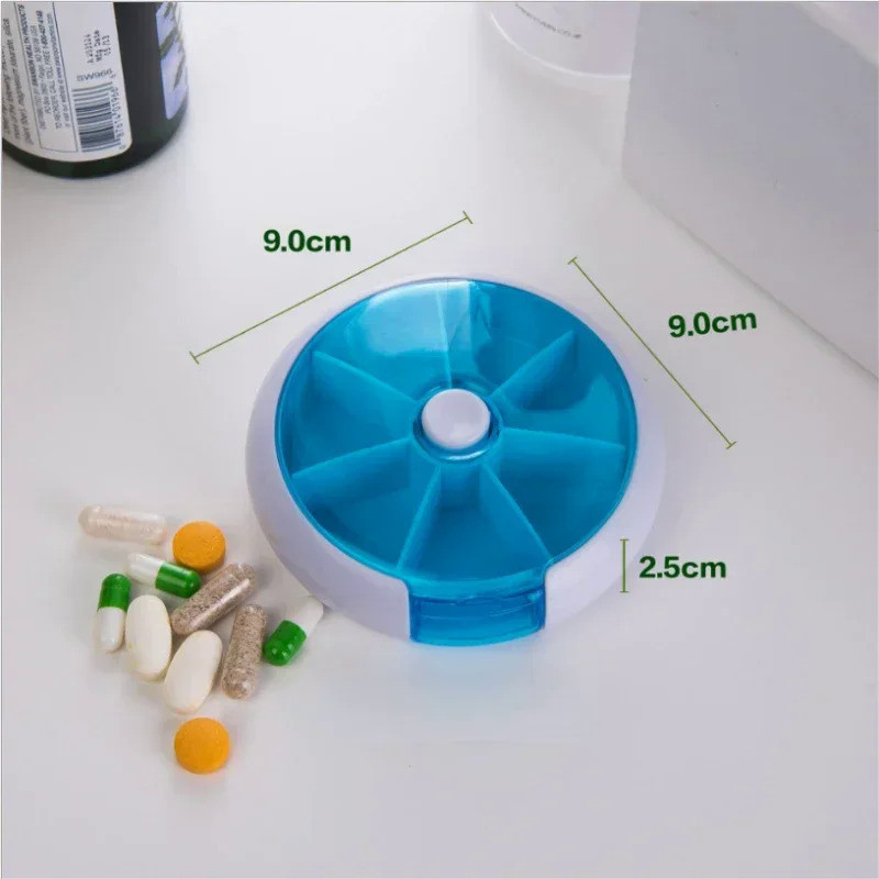Mini Pill Box Weekly Medicine Pill Box Rotating Box Case Splitter Pills Organizer Portable Travel 7 