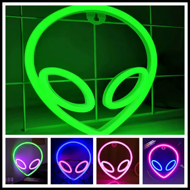 Alien Neon Signs LED Sign Alien Neon Signs for Game Room Wall Decor Hip Hop Party Neon Signs For Gre