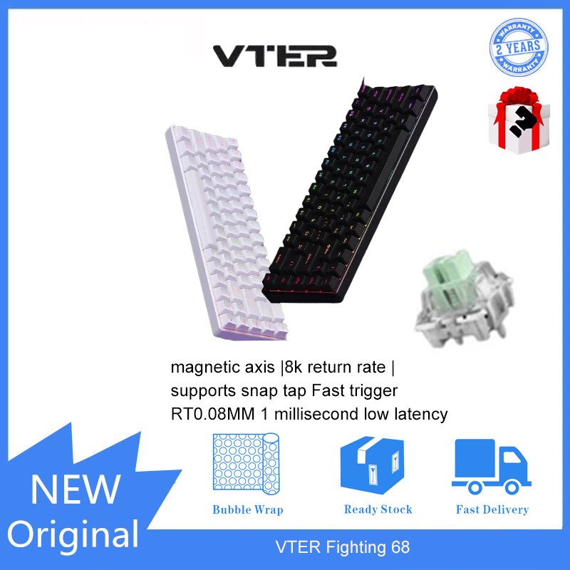 Vter Fighting 68 สวิตช์แม่เหล็กแบบมีสาย 8k อัตราคืนคีย์บอร์ดแบบถอดเปลี่ยนได้คีย์บอร์ดสําหรับเล่นเกมคีย์บอร์ดแบบกลไก
