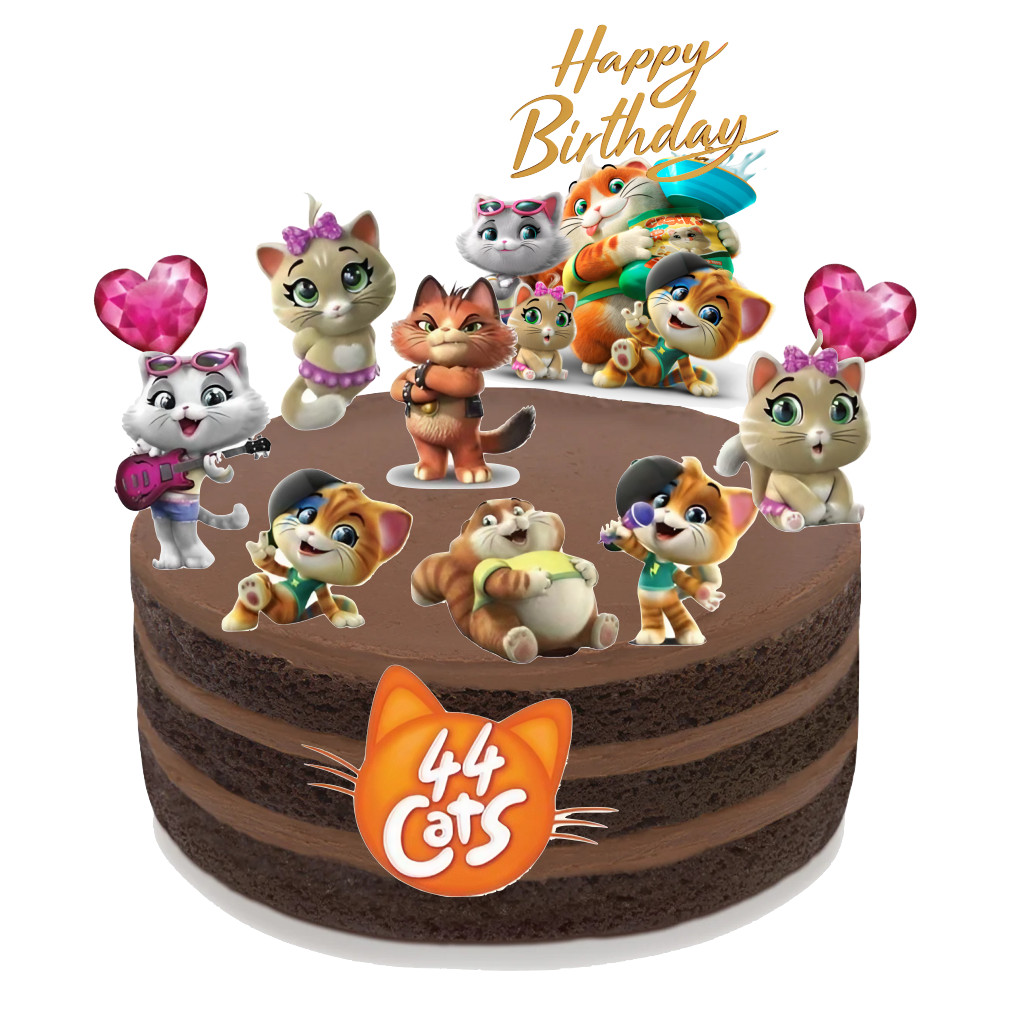 44Cats Art Card เค้ก Topper / Cupcake ตกแต่งกระดาษ Topper - 006 四猫 蛋卡片装饰