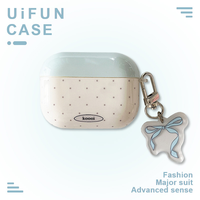 Simple Polka Dots IMD หูฟังไร้สายบลูทูธป้องกันกรณีใช้งานร่วมกับ Airpods 1 2 3 Pro Pro2 พร้อมจี้ Bowknot ป้องกันรอยขีดข่วนชุดหูฟังปลอก