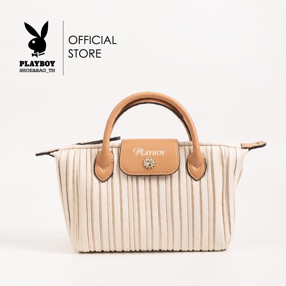 PLAYBOY รุ่น Daisy Bag กระเป๋าสะพายข้างผู้หญิง รหัส ST-BS244PB115 ดีไซน์ทรงbowler bag มี 2 สี สีริชแบล็ค และสีขาวซีเชลล์