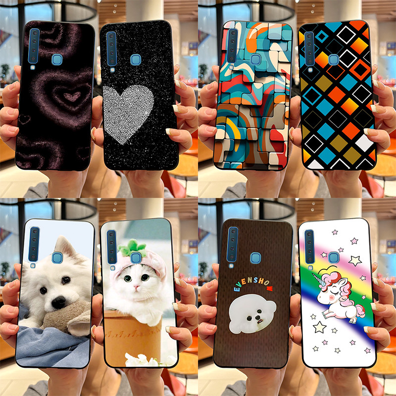 สําหรับ Samsung Galaxy A9 2018 กรณีใหม่ออกแบบหัวใจป้องกัน Matte นุ่มซิลิโคนสีดําสําหรับ Samsung A9 2