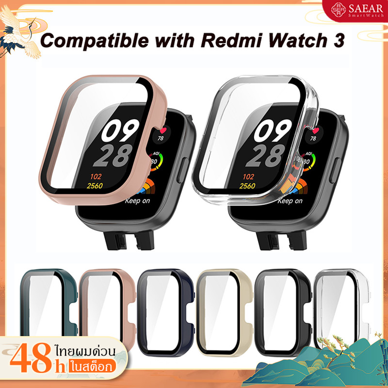เข้ากันได้กับเคสแข็งพีซี Xiaomi Redmi Watch 3 พร้อมฟิล์มกันรอยหน้าจอ 2 ใน 1 อุปกรณ์เสริมนาฬิกา