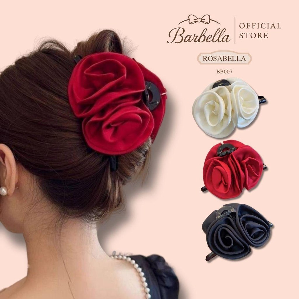 Barbella กิ๊บติดผมดอกกุหลาบผ้าซาติน กิ๊บหนีบผมสไตล์เกาหลี รุ่น Rosabella (BB007)