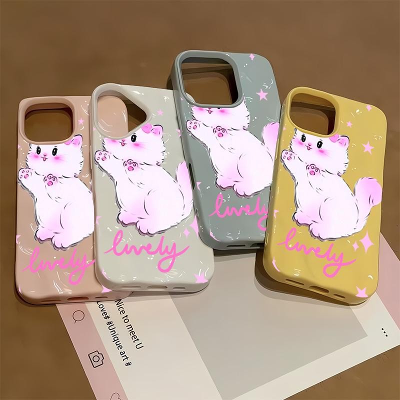 เหล็กขนสัตว์รูปแบบแมวสีม่วงสําหรับiPhone 11 15 14 12 16 13 11PRO 13PRO 14PROMAX 13PROMAX 11PROMAX 15