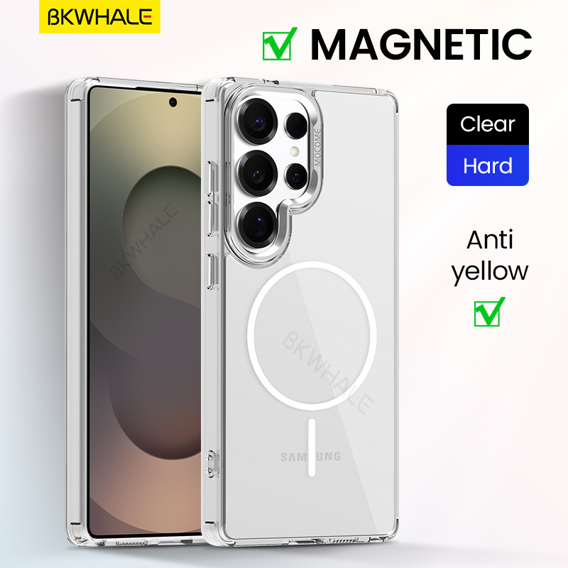 SAMSUNG BKWHALEแม่เหล็กโปร่งใสเคสโทรศัพท์สําหรับSamsung Galaxy S25Ultra S25 S24 + S25 Plus S24 Ulra S23Ultra S23FE S24FE S25Edge Clearปกหลังกันกระแทกปลอก