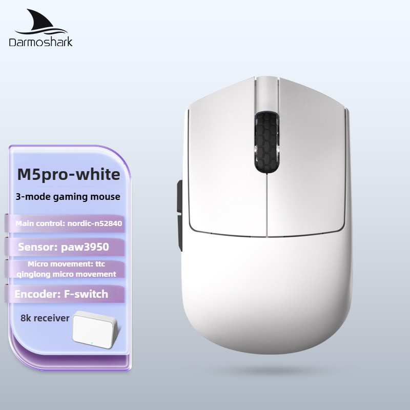 Darmoshark M5 PRO 8K เมาส์สําหรับเล่นเกมไร้สายบลูทูธ 2.4G PAW3950 30000DPI น้ําหนักเบา Mini Mice สํา